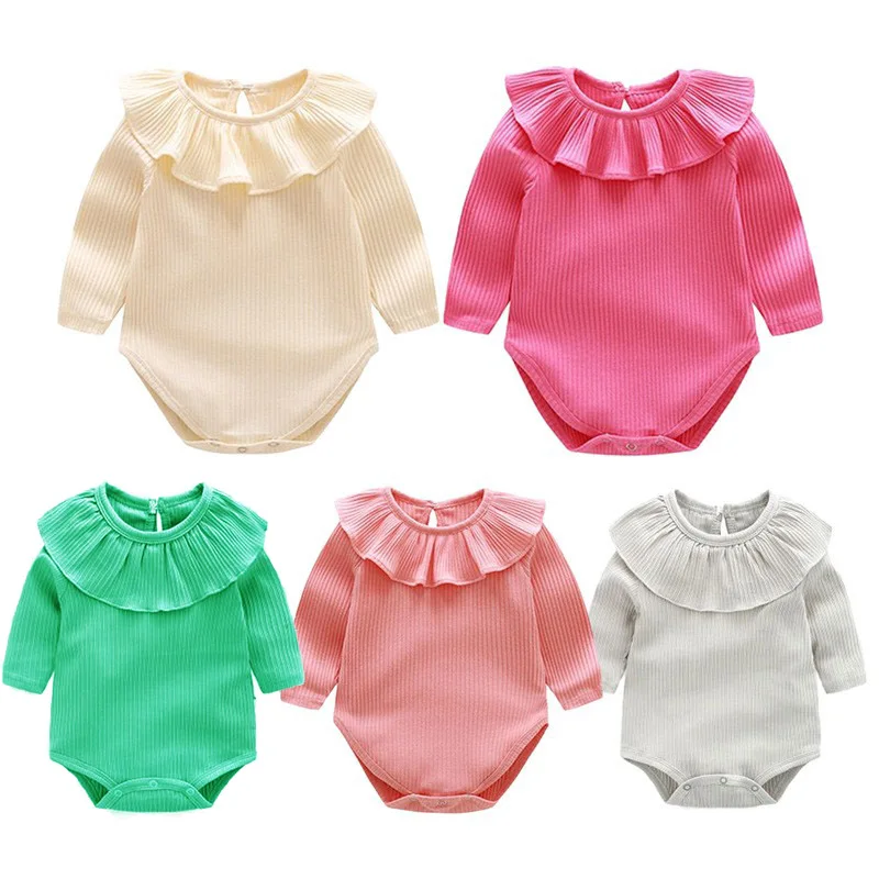 

Newborn Baby Bodysuits Cotton Long Sleeve Ruffled Autumn Baby Onesies Baby Jumpsuit Long Sleeve Baby Girls Clothes
