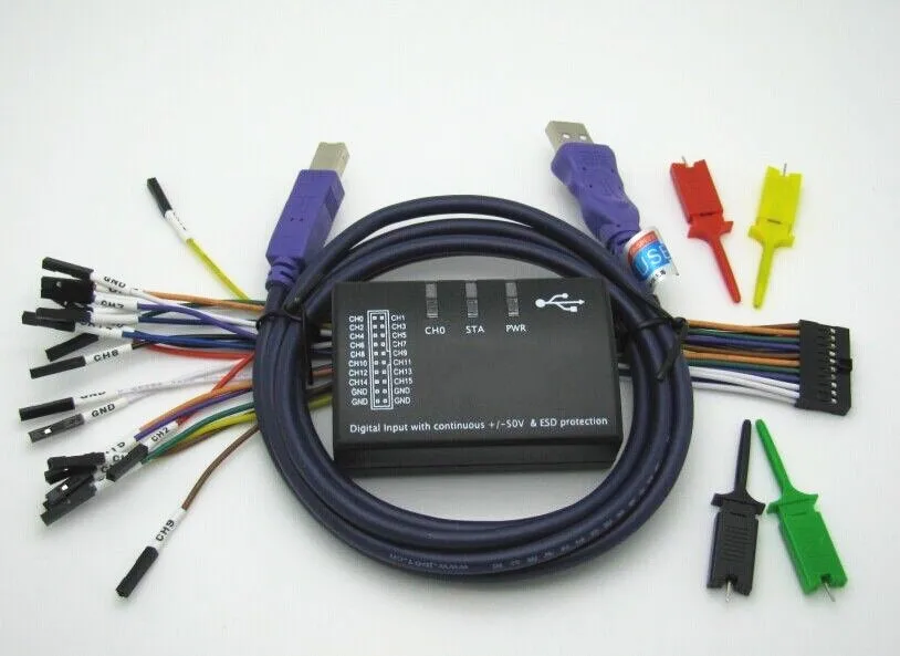

Oscilloscope USB Logic Analyzer 100M Max Sample Rate 16 Channels 10B Samples MCU ARM FPGA Debug Tool R&D Tools