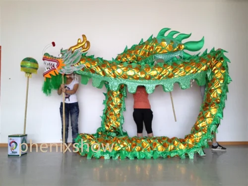 7 м Длина Размер 5 позолоченный 6 студенческий светодиодный светильник китайский дракон танец дракон для сцены реквизит фестиваль праздничный костюм - Цвет: Зеленый