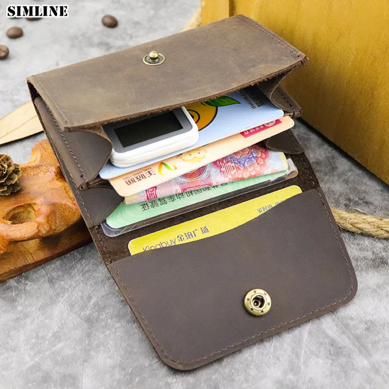 

Genuine Leather Wallet For Men Vitage Crazy Horse Cowhide Men's Short Wallets Purse With Coin Pocket Card Holder Male Carteira