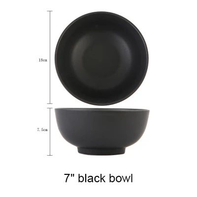 Керамическая пиала для риса, посуда, винтажная Классическая матовая миска для супа, простая и креативная Салатница Akuhome - Цвет: 7 inch grey