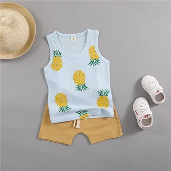 

Summer Baby Clothing Set for Boys Tracksuit Kids Clothes T-shirt Vest +Short Pants 2PCS Set Pineapple Baby Sport Suit