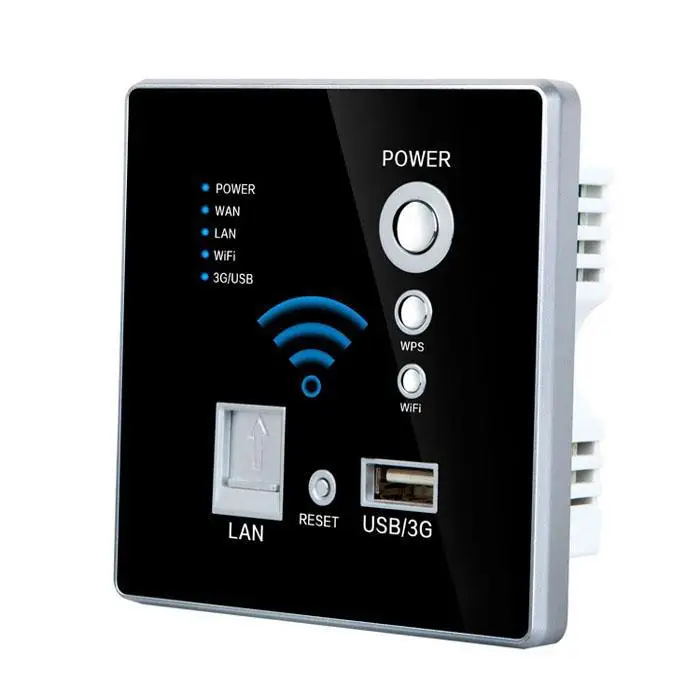 

free shipping best price Black color wifi Socket Wall Outlet Power Outlet internet socket