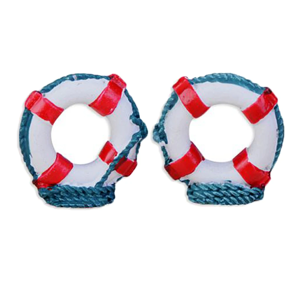 2Pcs Mediterranean Style Decorative Life Buoy Home Marine Beach Decor