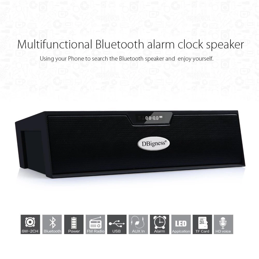 FM радио беспроводной Bluetooth динамик будильник портативный радио динамик с цифровой светодиодный USB Перезаряжаемый для офисного стола дома