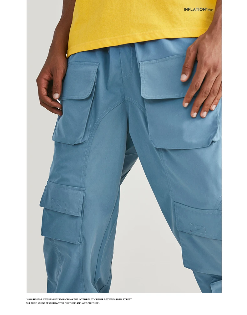INFLATION, осенне-зимняя одежда, мужские штаны в стиле хип-хоп, брюки-карго, несколько карманов, эластичная резинка на талии, штаны 94351SD