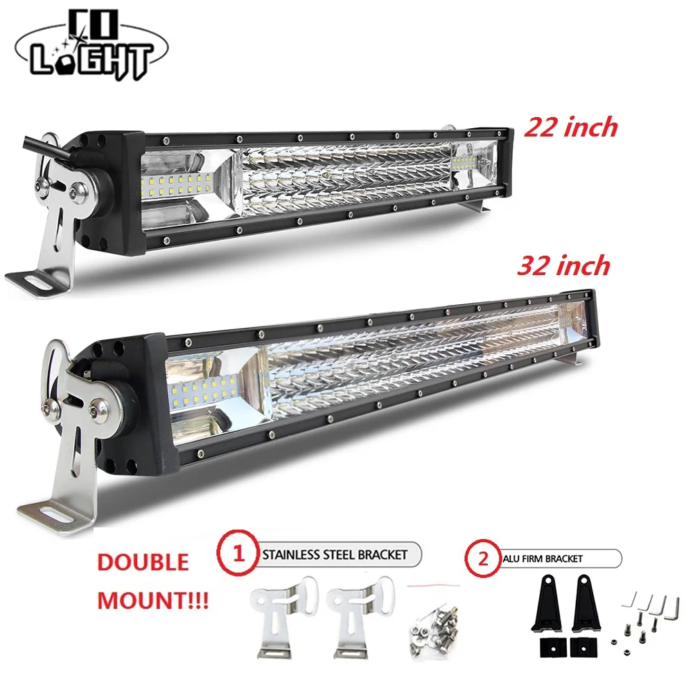 

CO LIGHT 405W 32" 22'' Straight LED Light Bar 3-row Combo Beam Led Work Light Offroad for UAZ SUV ATV Lada Niva Pickup 12V 24V