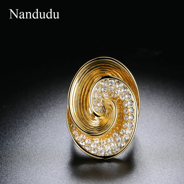 Nandudu New Oval Wave Style Ring Fashion Austrian Crystal Inside Women Girl Cocktail Rings Jewelry Gift R1210