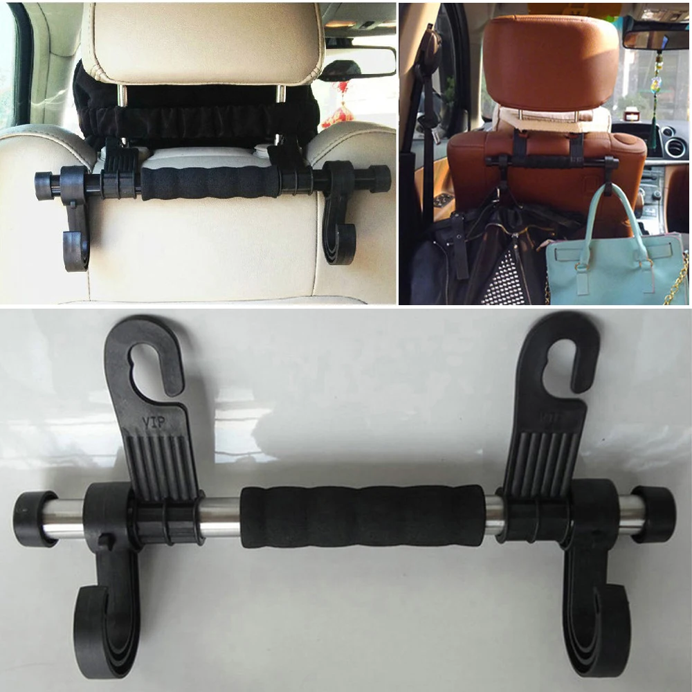 

Auto Accessories Portable Multi-purpose Chair Back Aluminum Alloy Long Handle Double Hook Car Stuff Fastener Storage Vihecle