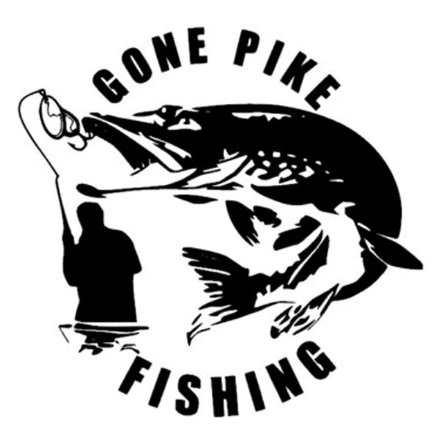 Car Window Bumper Sticker Gone Pike Fishing 1
