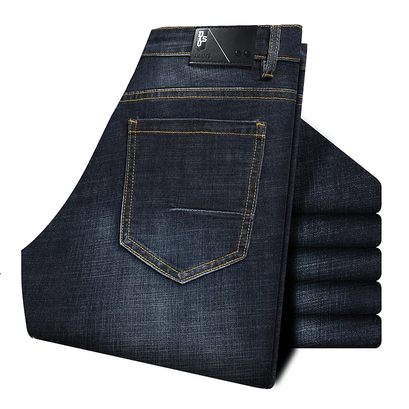 2019 New Designer Jeans Men Straight Dark Blue Color Cotton Mens Jeans