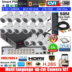 XVR5116HS-S3 16ch cvi-камера безопасности Системы включает 16 шт. 2MP 1080 P Водонепроницаемый HDCVI ИК Пуля Камера HAC-HFW1200S PSS поддержка