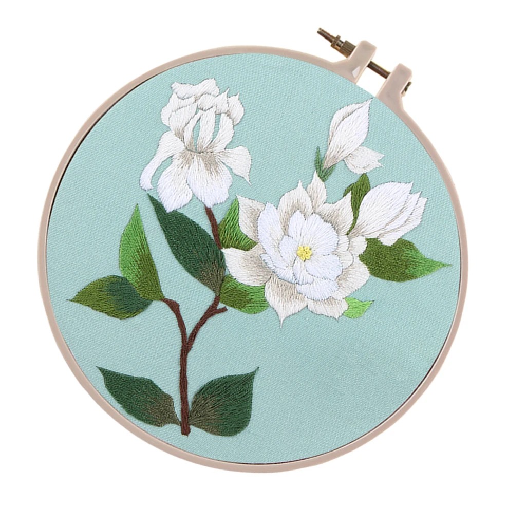 Su Embroidery Theme Embroidery Starter Kit With Flower Pattern Embroidery Hoop Suitable for Beginners Adults Women