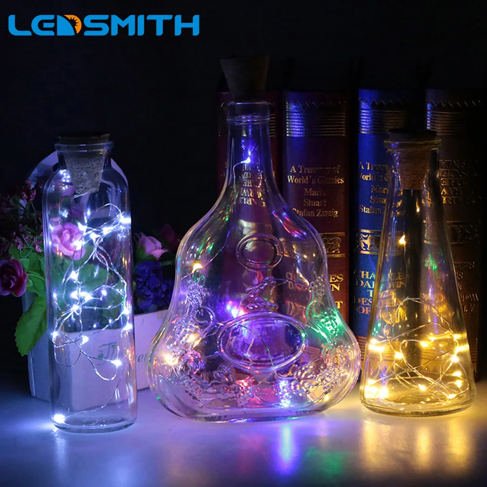 

LEDSMITH Wood Cork Shaped Wine Bottle Light LED Night Light 15Leds Cork Stopper Lamp Creative Romantic Lights
