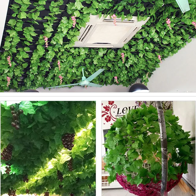 200CM Hot Artificial Plants Rattan Creeper Green Leaf Ivy Vine For Home Wedding Decor Wholesale DIY Hanging Garland Fake Flowers 5