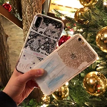 

Christmas Snowflake Phone case For iphone 7 8 Plus Liquid Quicksand Cases For iPhone XS Max X XR 6 7 8 6S Plus Silicone Cover