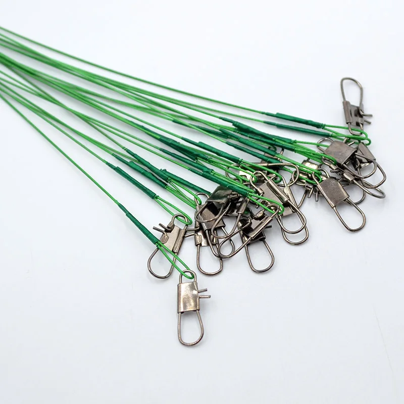 

20 pcs/lot Stainless Steel Wire Leader 15cm/21cm/30cm Fishing Line Leash With Swivel Snap Fishing Tackle Lure Fishing B228