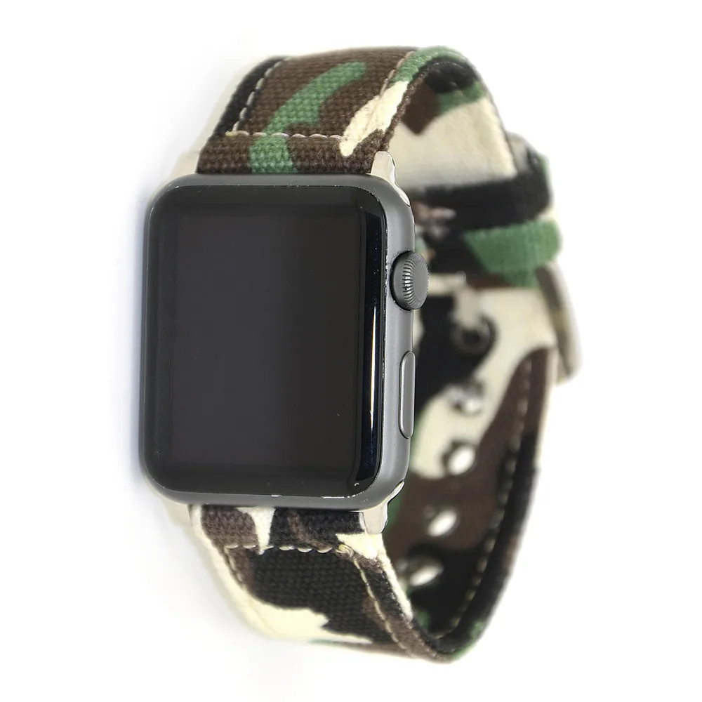 Для iwatch Группа многоцветный деним камуфляж нейлон Спорт Замена ремешок на запястье с металлическим адаптером застежка для Apple Watch