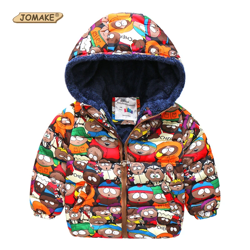 2017 Winter Children Outerwear Coats Funny Graffiti Pattern Kids Warm