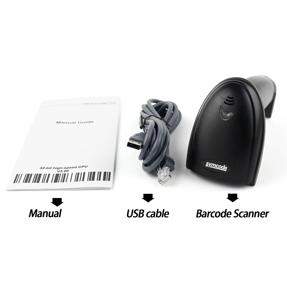 USB считыватель штрих-кодов, Symcode 1D лазерный ручной USB проводной сканер штрих-кодов
