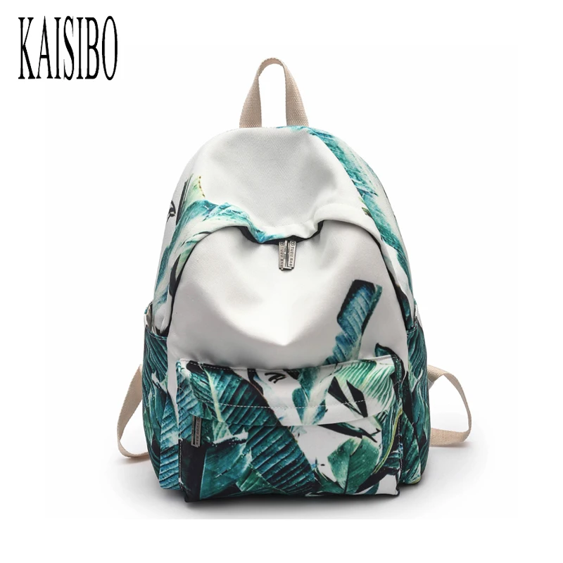 

KAISIBO Fashion Printing Women Backpack Beautiful Leaves School Bags For Girls Multifunction Female Travel Canvas Backpacks