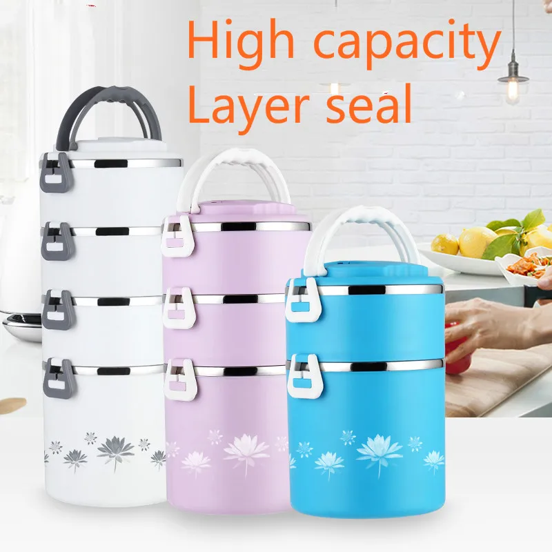 

304 stainless steel student Multi-layer Extra long insulation lunch box Lunch Box Double 2345 layers Lunch box Leakproof cover