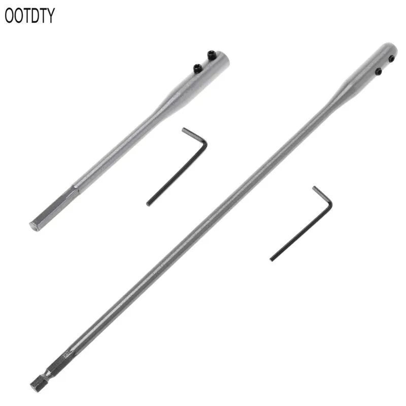

OOTDTY 150/300mm Fit For Flat Drill Bit Deep Hole Shaft Hex Extention Holder Connect Rod Tools