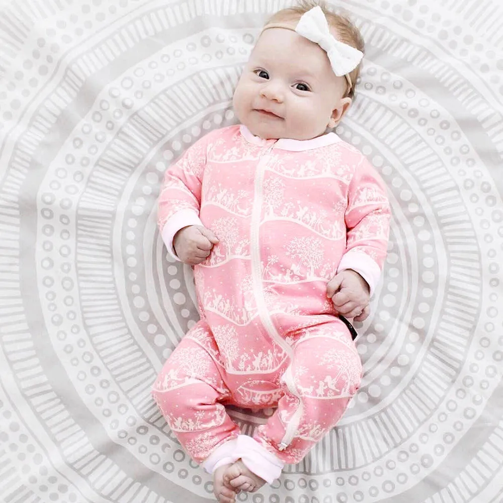 

Newborn Fashion Baby Girl Boy Clothes Casual Print Zipper Baby Rompers Baby Onesie Baby Winter Clothes Cute Kids Jumpsuit