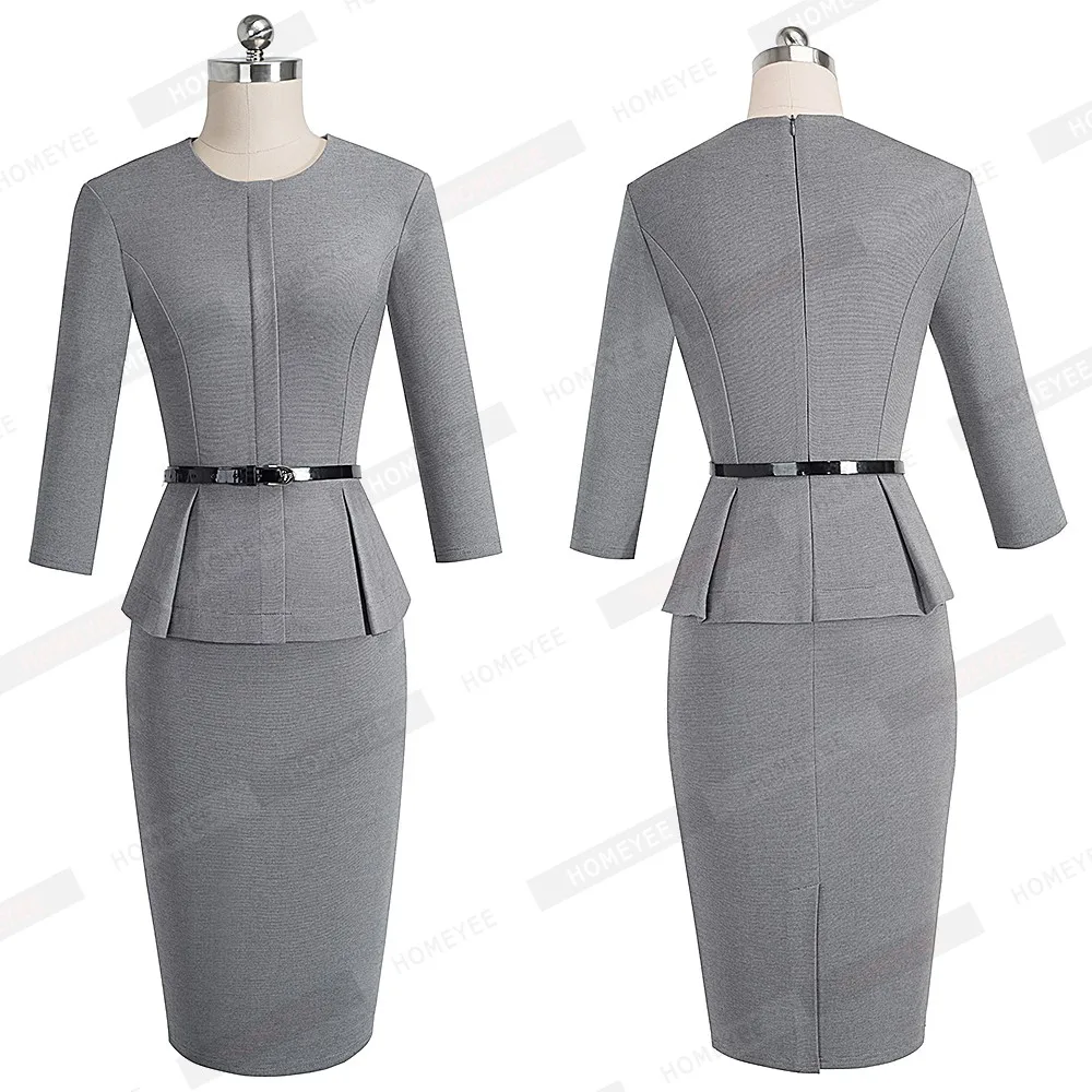 Skup Jesienno zimowa klasyczna damska strój biznesowy eleganckie wstęgi jednokolorowe Bodycon praca kariera sukienka biurowa EB473