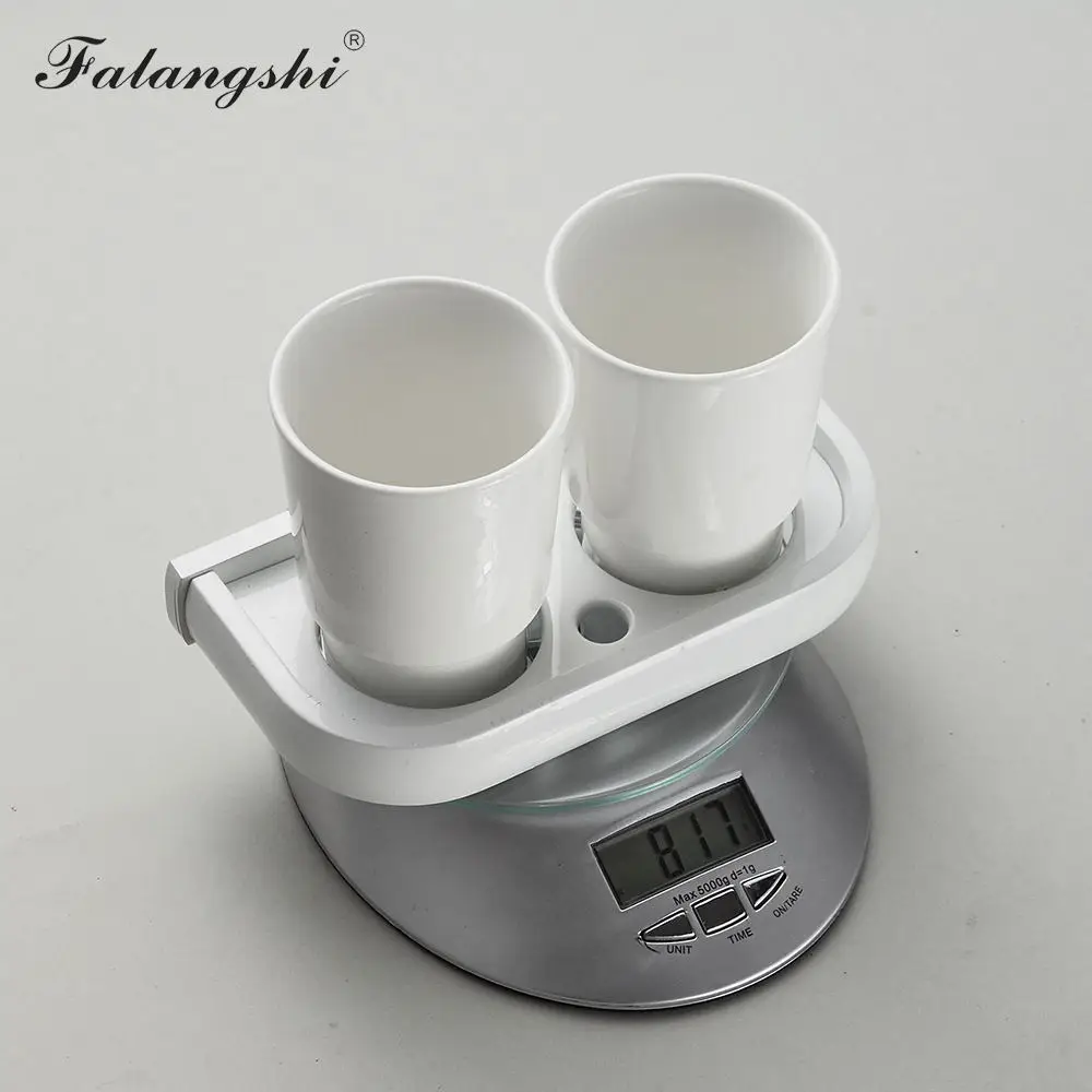Copper Brass Cup Tumbler Holders Bathroom Accessories Double Ceramic Cup Holders Wall Mounted Toothbrush Holder WB8401