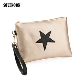 Модная женская косметичка с пятиконечной звездой для девочек-подростков, однотонная Повседневная сумка для хранения карандашей, детские
