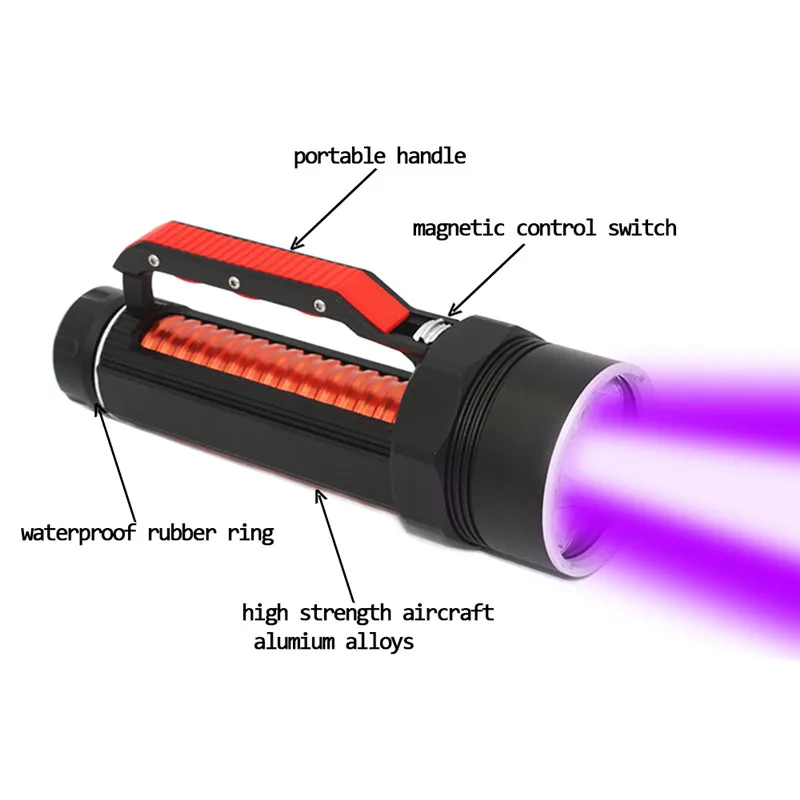 10000lm светодиодный тактический вспышки светильник 6* УФ светодиодный Мощный Водонепроницаемый подводный светодиодный вспышка для подводного погружения и светильник Фонарь лампы фиолетовый светильник светодиодный налобный фонарь