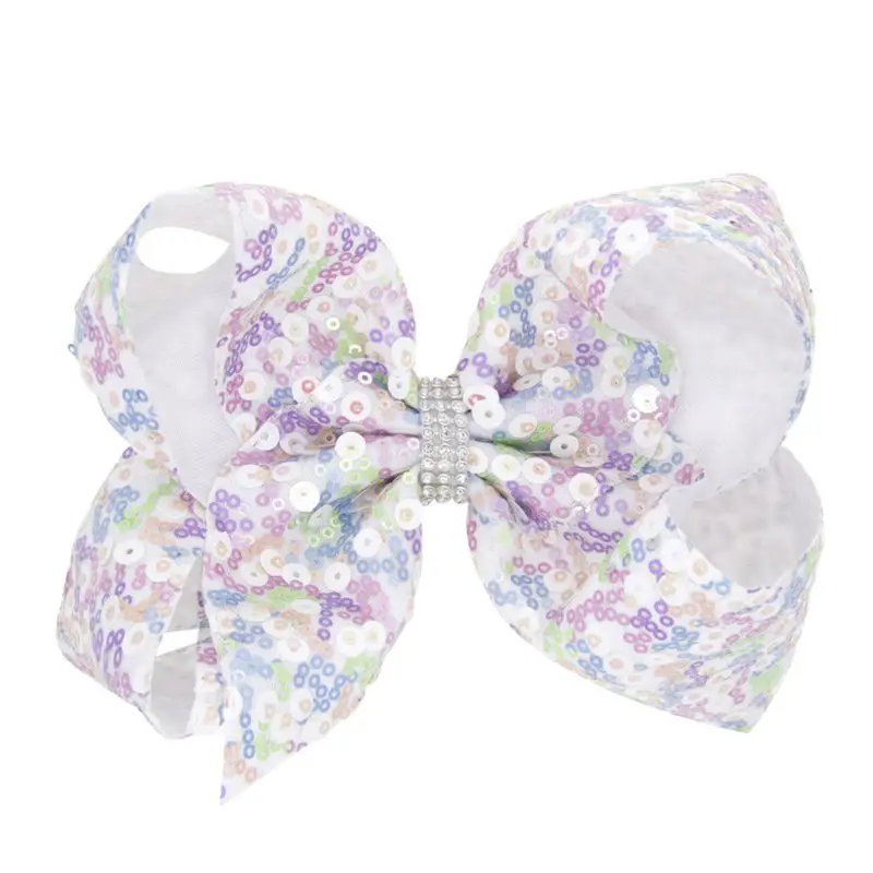 

New Kid Girls Barrettes Large Sequins Rhinestone Grosgrain Ribbon Bow Hair Clip Baby Hair Accessories Handmade Princess Headwear