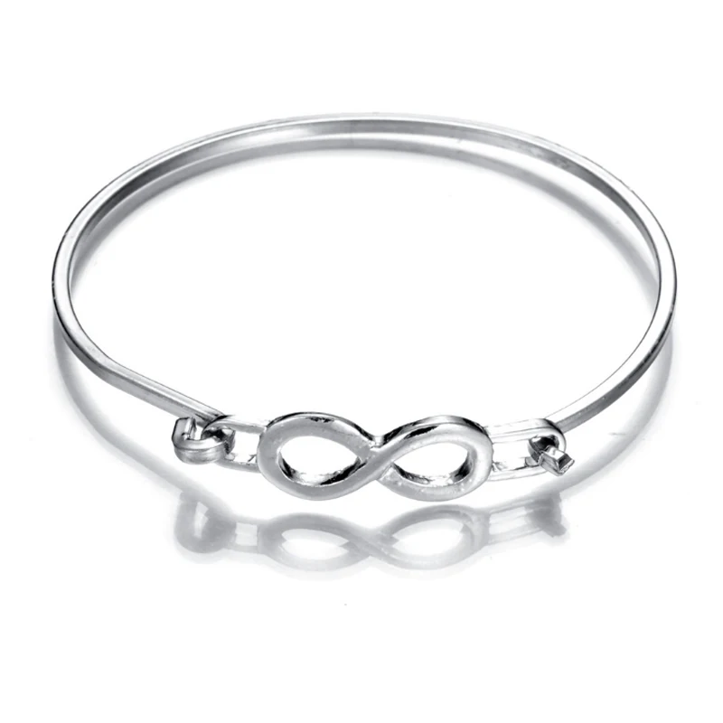 Minimalist Silver Infinity Style Bracelet&Bangle Thin Wire Metal Cuff