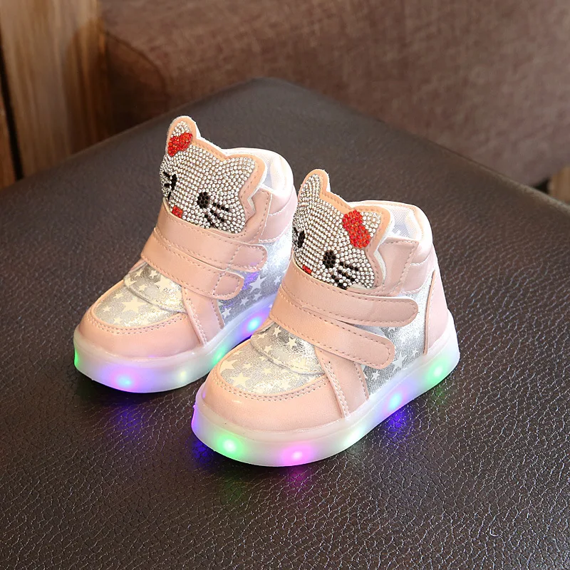 

girls light Sneakers Breathable Flexible kids Sports star shoes children led light casual shoes eu size 21-30