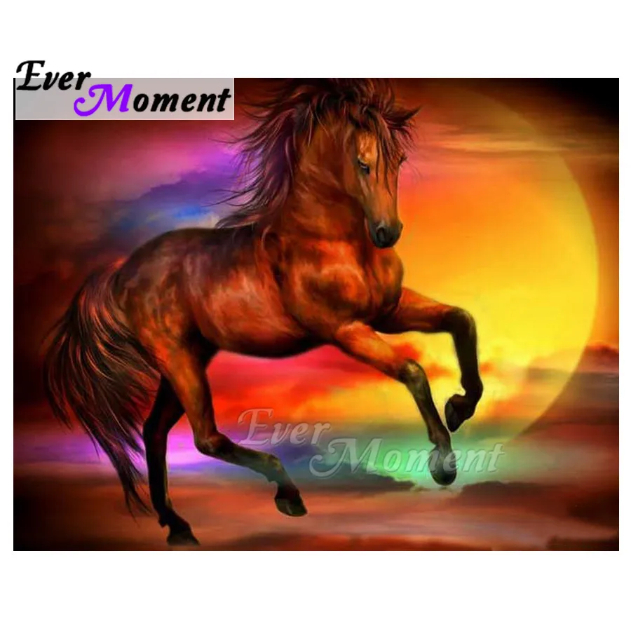 

Ever Moment Diamond Painting Horse Sunset Artwork Picture Of Rhinestone Full Square Diamond Embroidery Decoration Home 3F1479