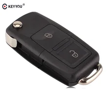 KEYYOU 2 Buttons Remote Flip Folding Car Key Shell for VW Volkswagen MK4 Bora Golf 4 5 6 Passat Polo Bora Touran