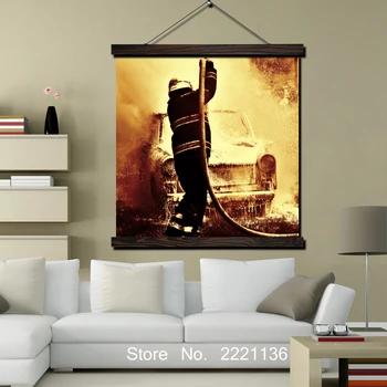 

Firefighters put out fire Scroll Paintings Wall Art Printed Hanging Framed Canvas Painting Modern Home Decoration