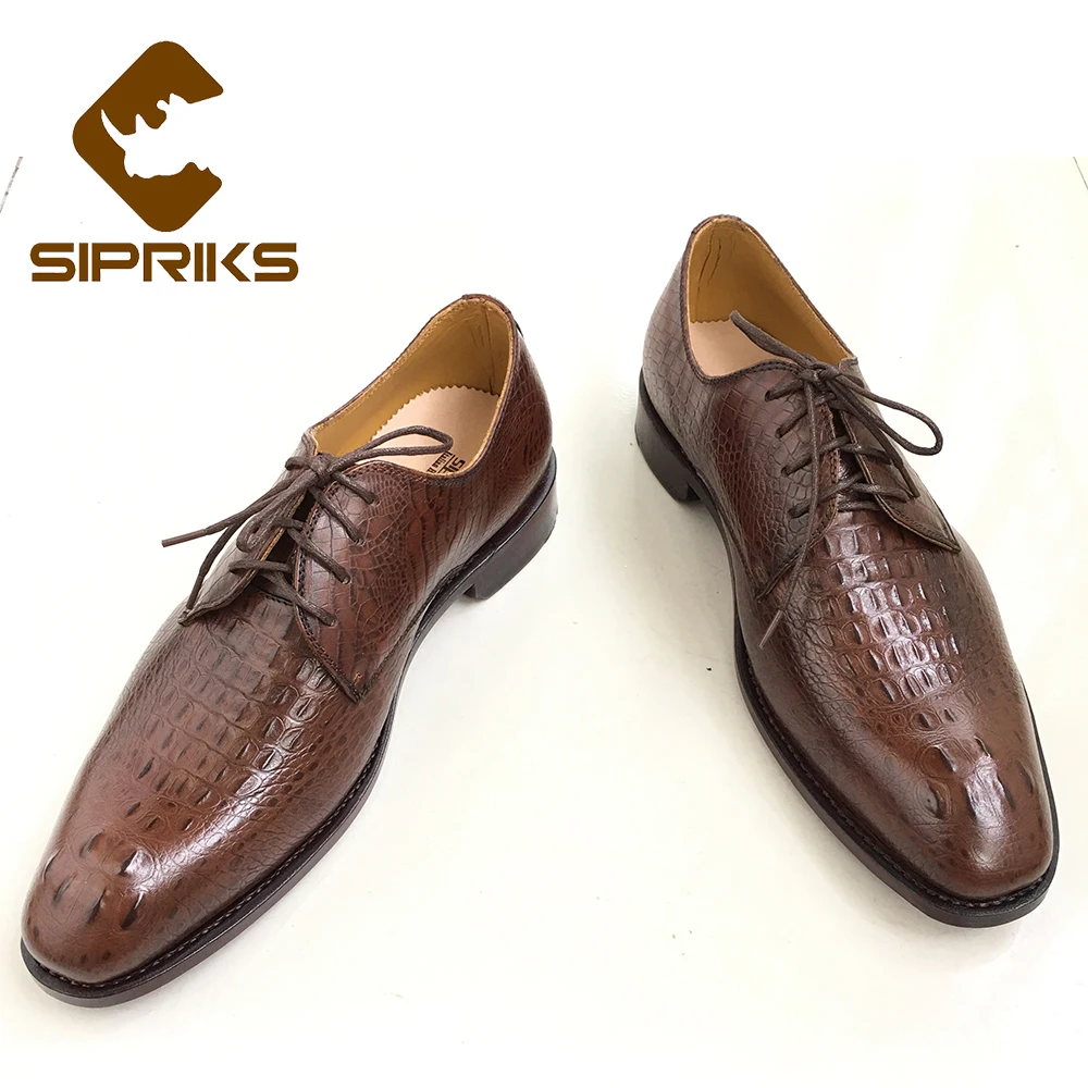 Sapatos Couro Pele Handmade Masculinos Gents Welted Brown Italiano A Sipriks Patrão De Crocodilo Sola Ternos Tan Mens Goodyear vtFqzqx5