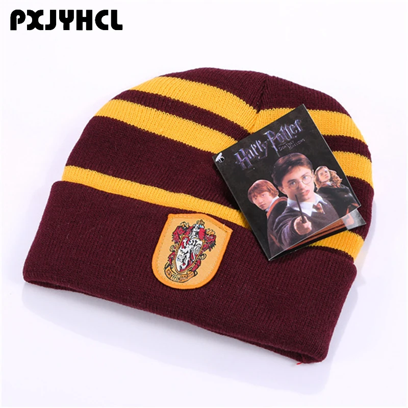 Для взрослых детей Гриффиндор Слизерин Hufflepuff Ravenclaw шапочки шапки для мальчиков и девочек зимние теплые женские аниме косплей значок шапка