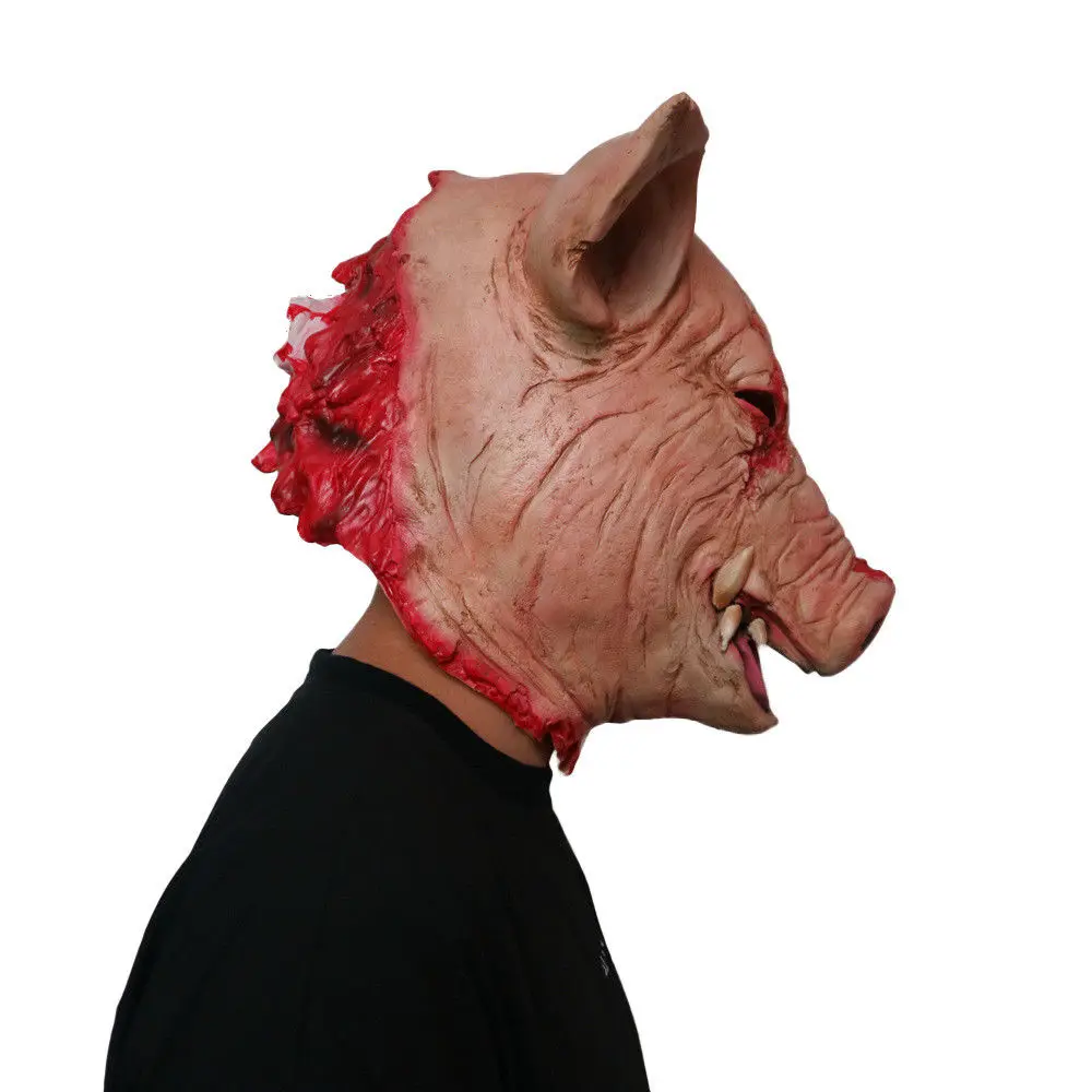 Голова свиньи Косплей Полный ужас маска Хэллоуин сценическая Латексная Маска Костюм Вечерние развлечения крутая игра реквизит Прямая поставка