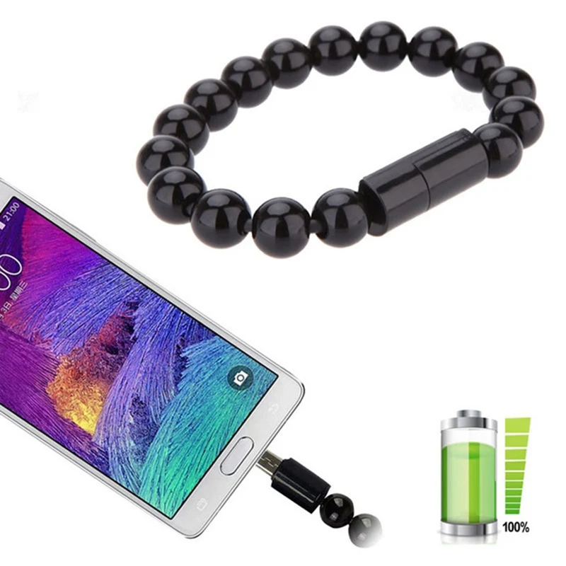 

Beads Bracel USB Cableet Charging Sync Data Phone Charger For Samsung Galaxy S7 S8 Plus Iphone X 5 6 6S 7 8 Plus Huawei P10 Lite