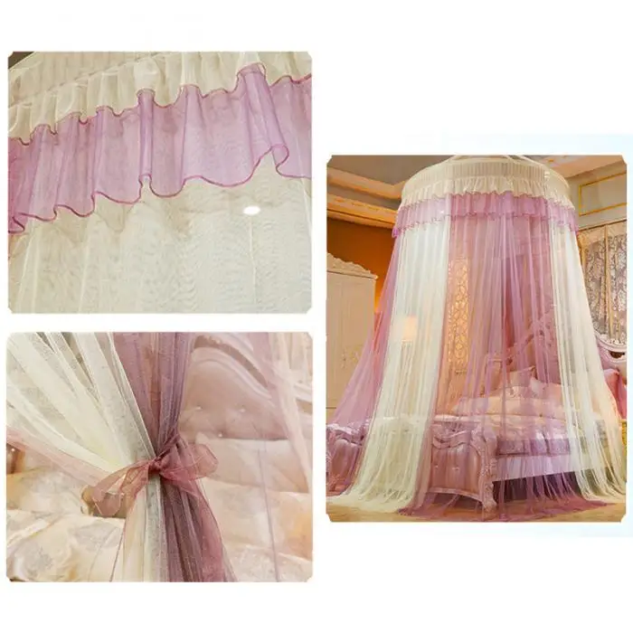 Newly Round Lace High Density Princess Bed Nets Curtain Dome Princess Queen Canopy Mosquito Nets