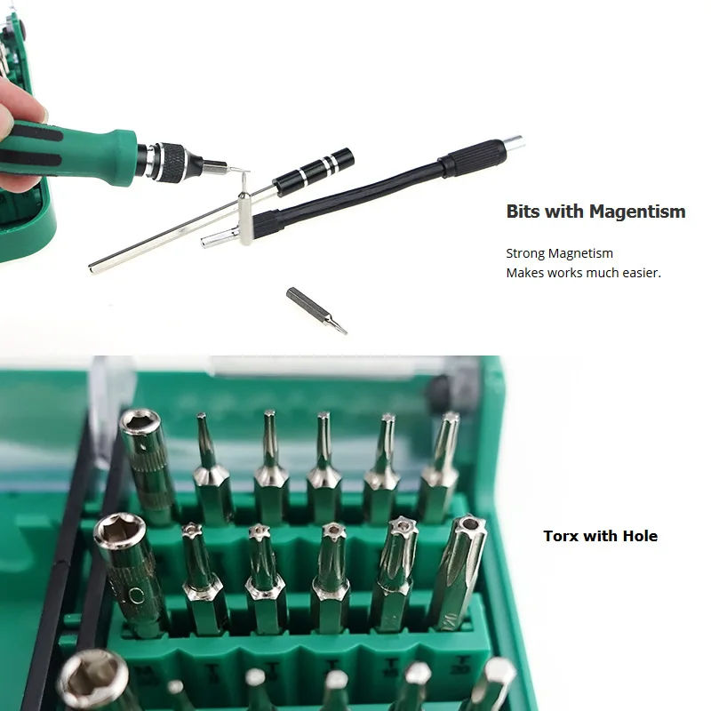 Дизайн патентов магнитный Набор отверток 45 в 1 Набор прецизионных отверток 9002/9001 с пинцетом