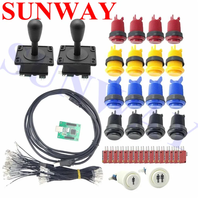 

Free shipping DIY arcade game cabinet kit 2 player Arcade USB Controller With American Style joystick Push Button kits