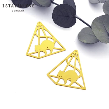 

Made to Order- Handmade Jewelry Making Supplies Pendant Laser Cut Raw Brass Cat Cage Charm For DIY Necklace Earring Brooch