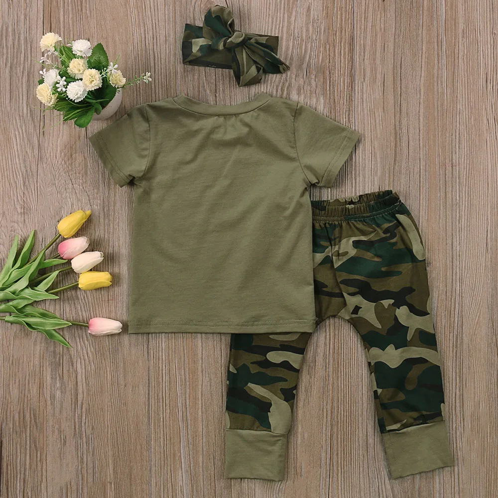 Emmaaby/Одежда для новорожденных мальчиков и девочек футболка с короткими рукавами Топы+ длинные камуфляжные штаны, комплект одежды из 2 предметов