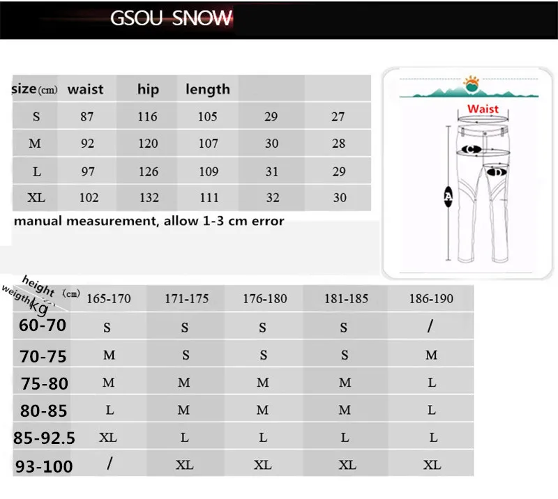 GSOU SNOW Brand лыжный костюм Мужская лыжная куртка брюки зима Mountain Лыжный Спорт костюмы мужской Водонепроницаемый сноуборд наборы уличная спортивная одежда