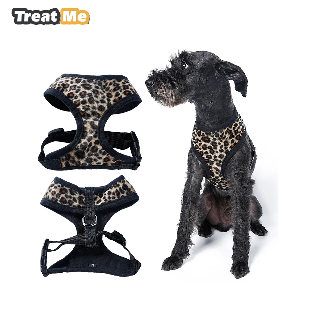 Leopard Pet Control Harness for Dog & Cat Soft Mesh Walk Collar Safety