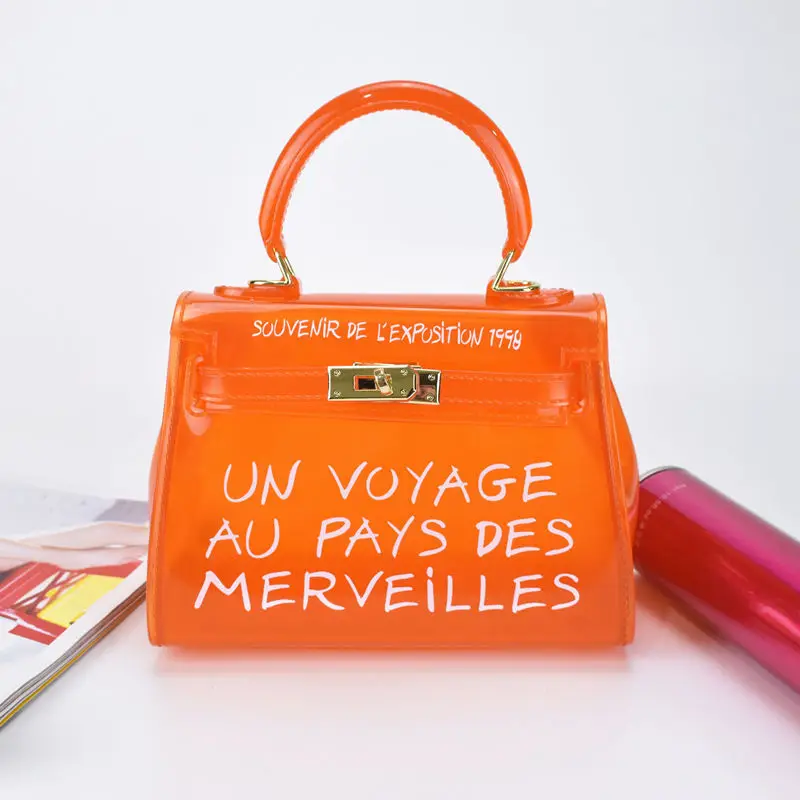 

caker beach transparent bag women big letter pvc Women Plastic Bag PVC Jelly candy Handbags White Waterproof Bag Dropshipping